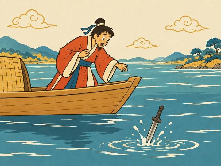 배 위에서 칼을 강물에 빠뜨린 사람